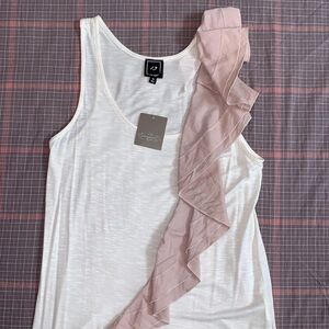 Elegant White and Pink Ruffle Top